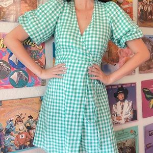 Sweet Gingham Green Dress